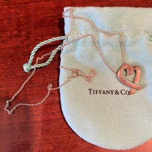 Tiffany & Co Sterling silver 1” charm Paloma Picasso loving heart necklace 18”